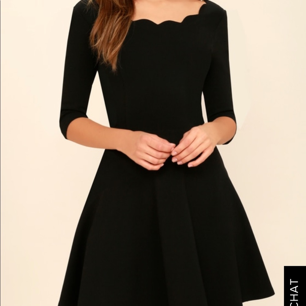 Lulu’s Black Scalloped Dress
